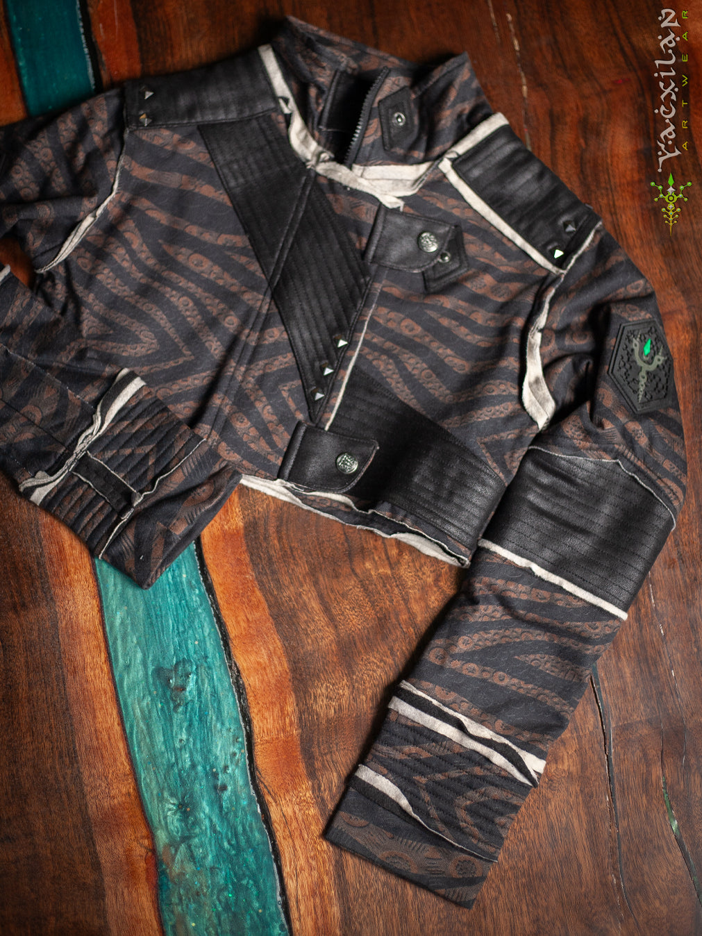 Crop Jacket Woman Neotokyo Punk / Cotton Looper Fake Leather - SHERKANKA